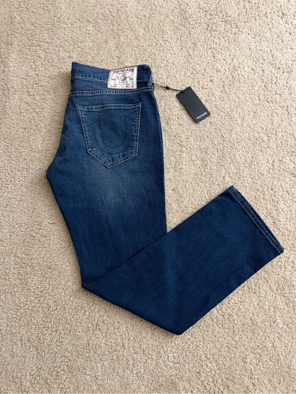 True Religion Men's Dark Blue Straight Leg Jeans36/34